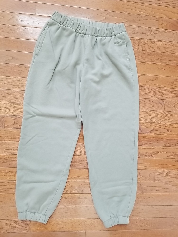 Hollister Womens Medium Jogger Sweatpants Full Length Sage Green Adjustable Rise