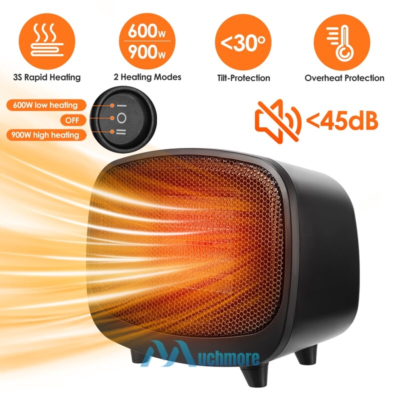 900W Electric PTC Ceramic Space Heater Garage Hot Air Fan Adjustable Thermostat