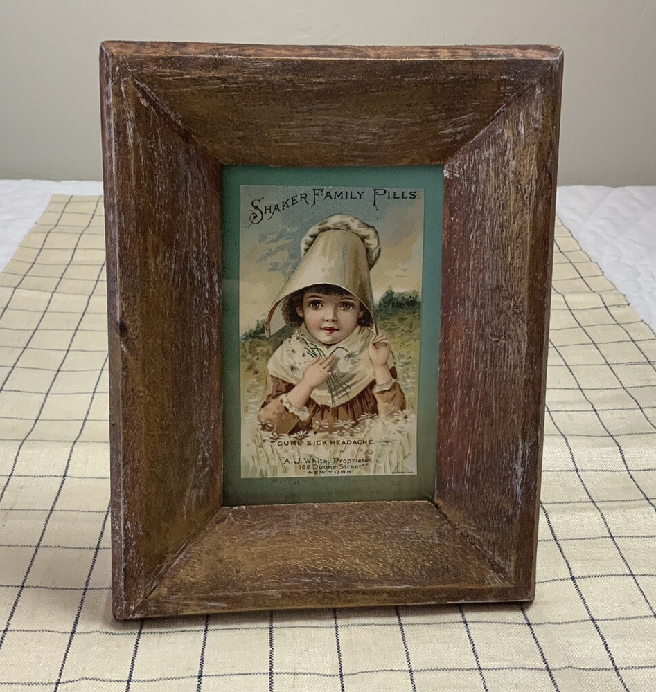 Vintage Victorian Trade Card Framed Young Girl with Hat Shaker Family Antique Collectible