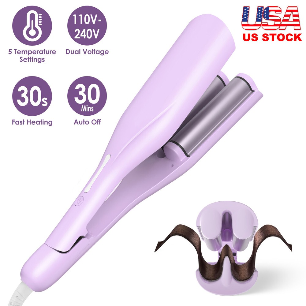 Fast Heating Dual-Voltage Hair Curling Iron & Crimper Waver for Travel 110-240V