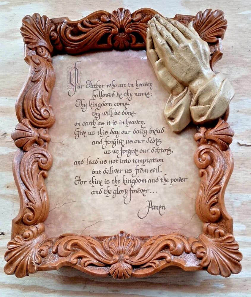 VTG 3D Frame With Picture The Lord's Prayer With Praying Hands Wall Art  Is Mint