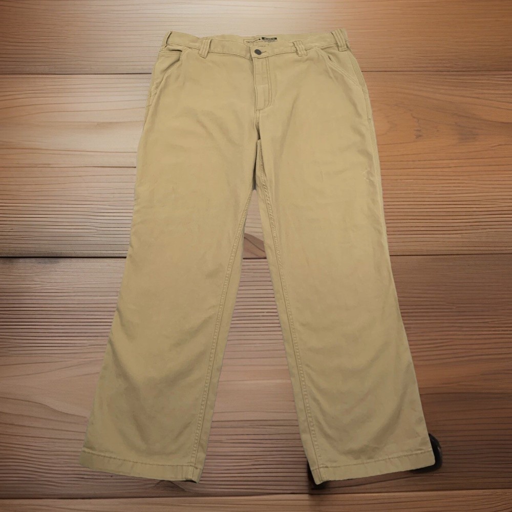 Carhartt Mens Rugged Flex Relaxed Fit Work Pants 38x30 Dark Khaki BN2291 Canvas Durable