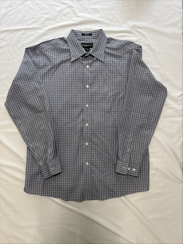 Eddie Bauer Men's Wrinkle Resistant Long Sleeve Button Down Dress Shirt Size L