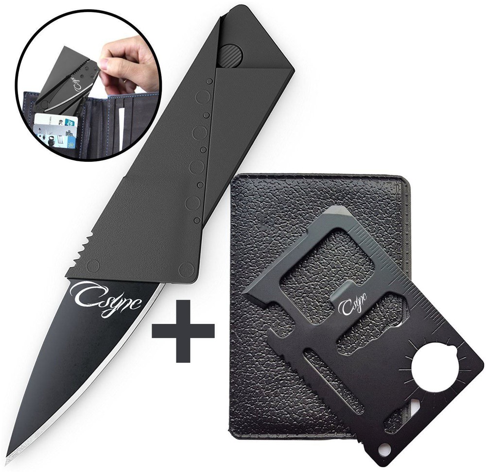 Credit Card Size Multitool & Knife Set - Compact & Unique Men's Gift by Csinc Direct-image
