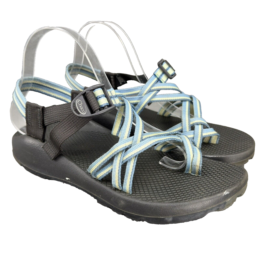 Women's Chaco Size 9 Blue Stripe Vibram Hiking Water Sandals