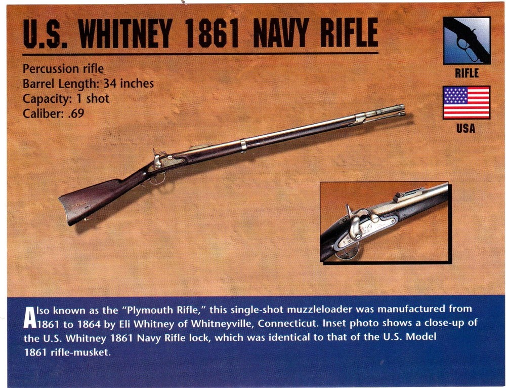 U.S. Whitney 1861 Navy Rifle Classic Firearms Photo Card u