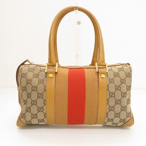 GUCCI Mini Boston Handbag in Brown Red Sherry with Logo Webbing 895402 451865