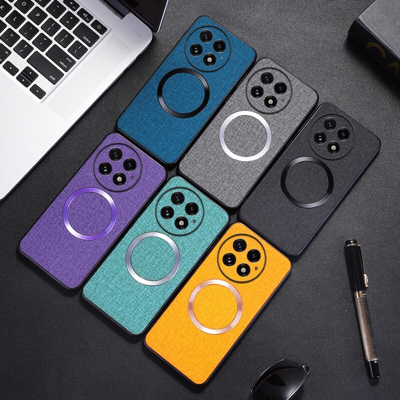 Magnetic Cloth Pattern Shockproof Back Case For OnePlus 11 13 12 Nord 4 Ace 5 3V