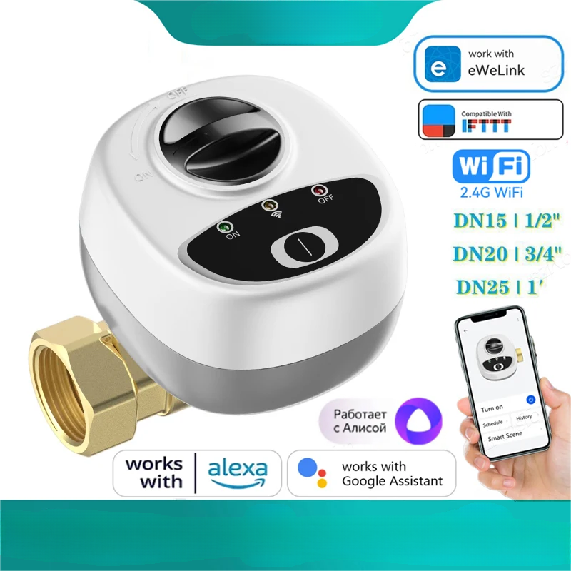 APP WiFi Smart Valve Water Gas Shutoff Automated Ball Valve Control For EU Plug-image