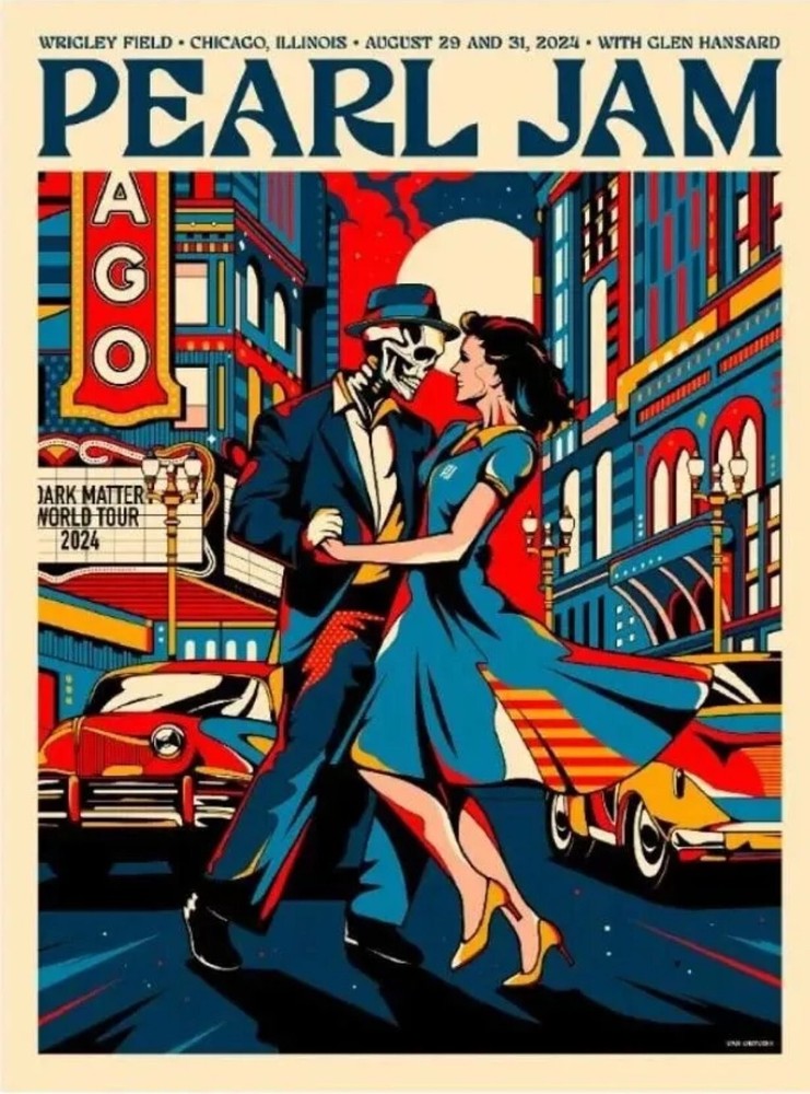 2024 Pearl Jam Chicago Event Poster -Van Orton New Mint Wrigley  Cubs