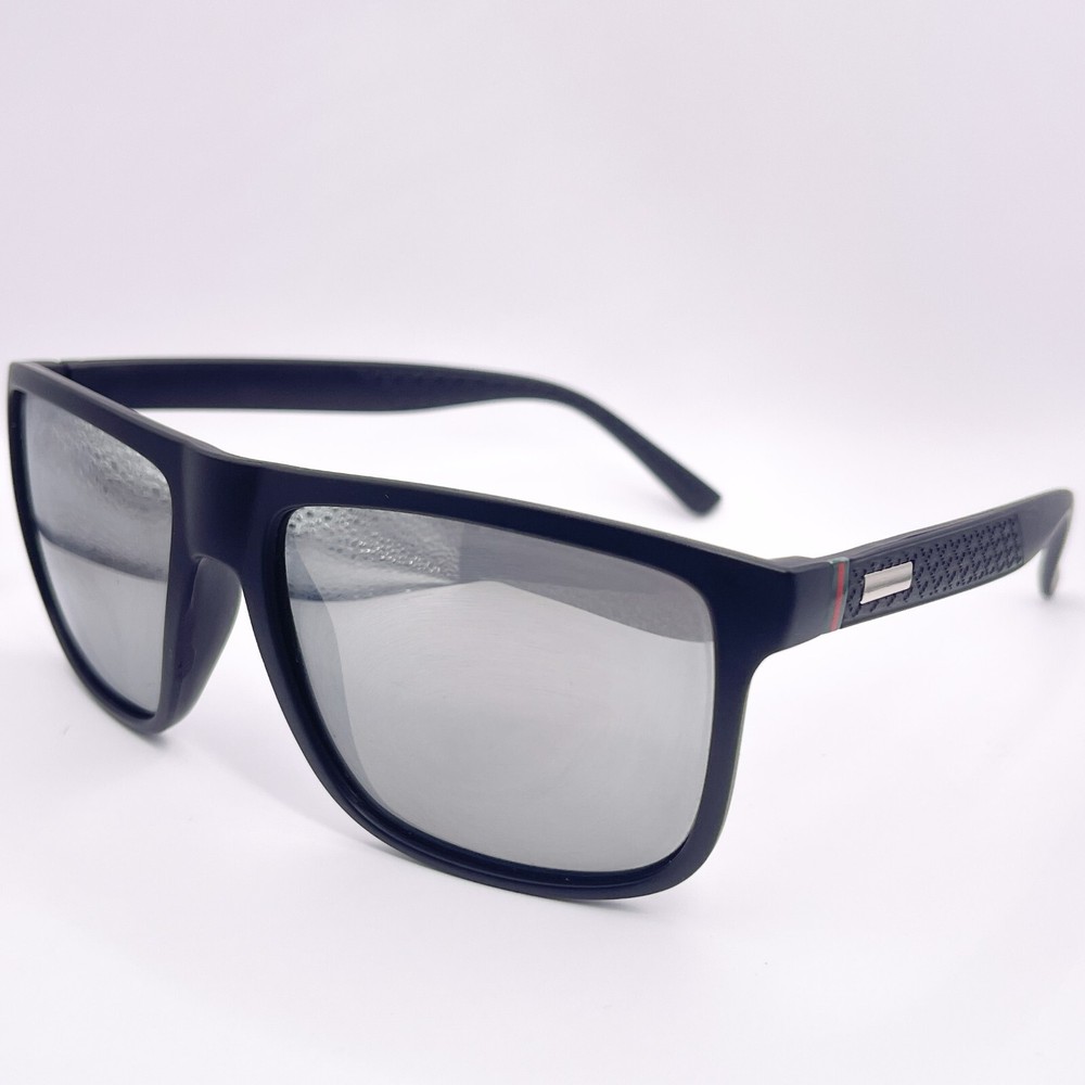 Men’s Full Frame Square Designer Sunglasses in Black Red Green Stripe