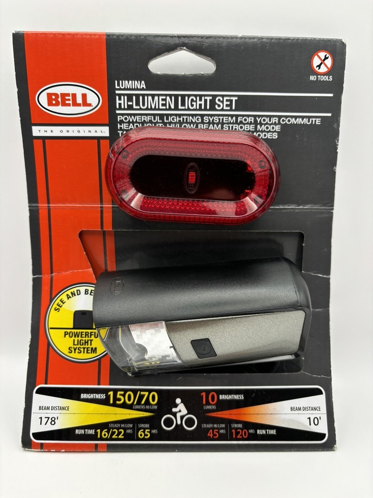 Bell Hi-Lumen Light Set Headlight & Tail Light Bicycle Accessory  NIB 150 Lumens