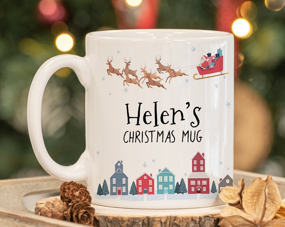 Christmas Mug Personalised Christmas Gift Santa Sleigh Christmas Mugs Winter Mug
