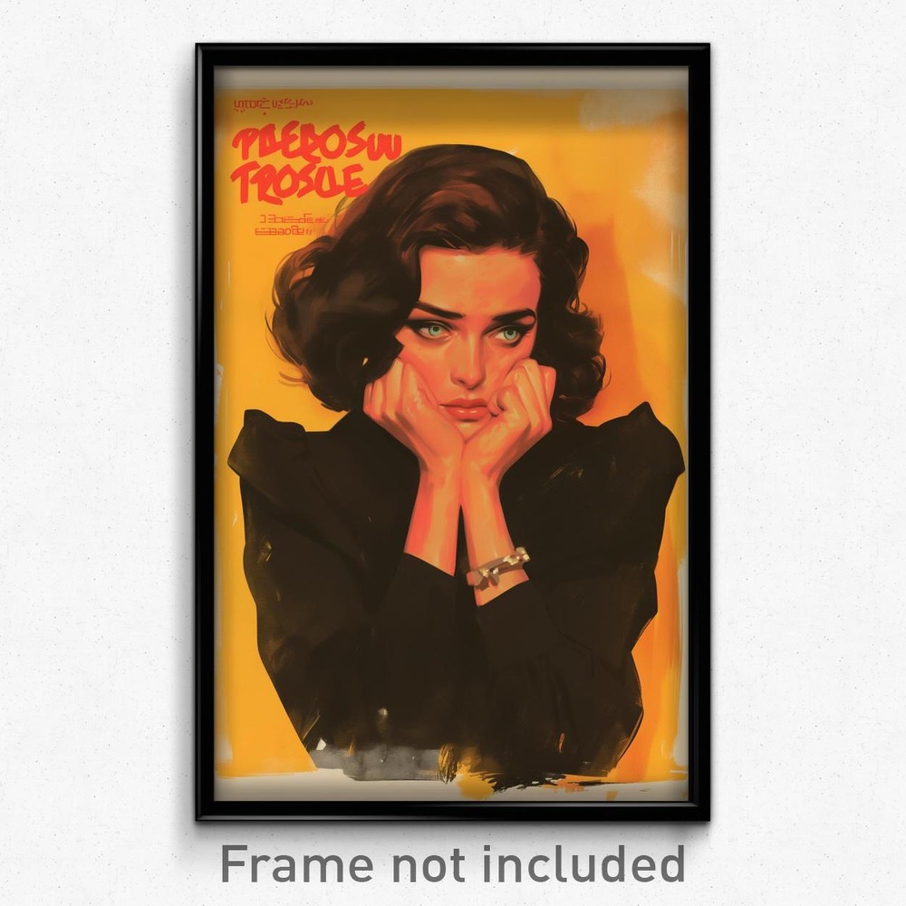 Greek Movie Poster Print of Woman in Puffy Sleeves Feeling Confused