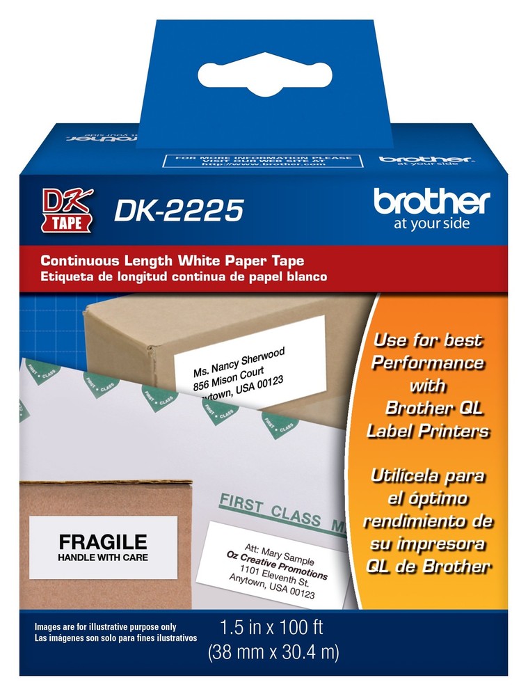 Continuous Feed White Printer Paper Tape DK2225 for Long Documents