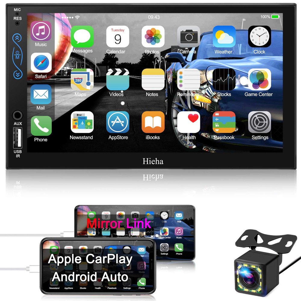 Car Stereo Compatible with Apple Carplay and Android Auto, 7 Inch Double Din ...