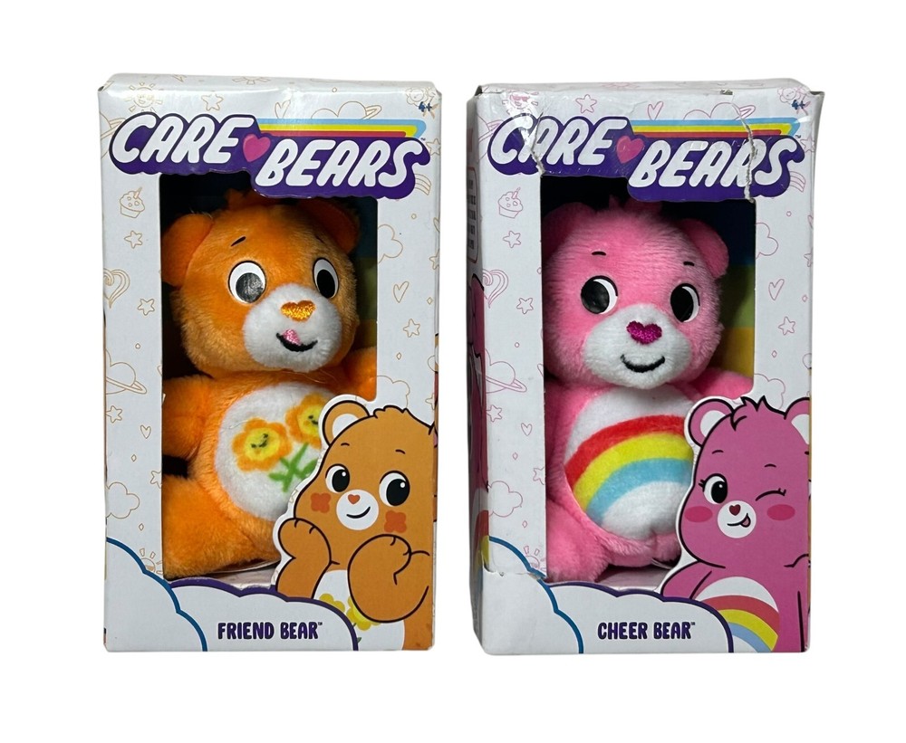Care Bears Micro Plush -Friend Bear & Cheer Bear 3” - Lot of 2 - NEW