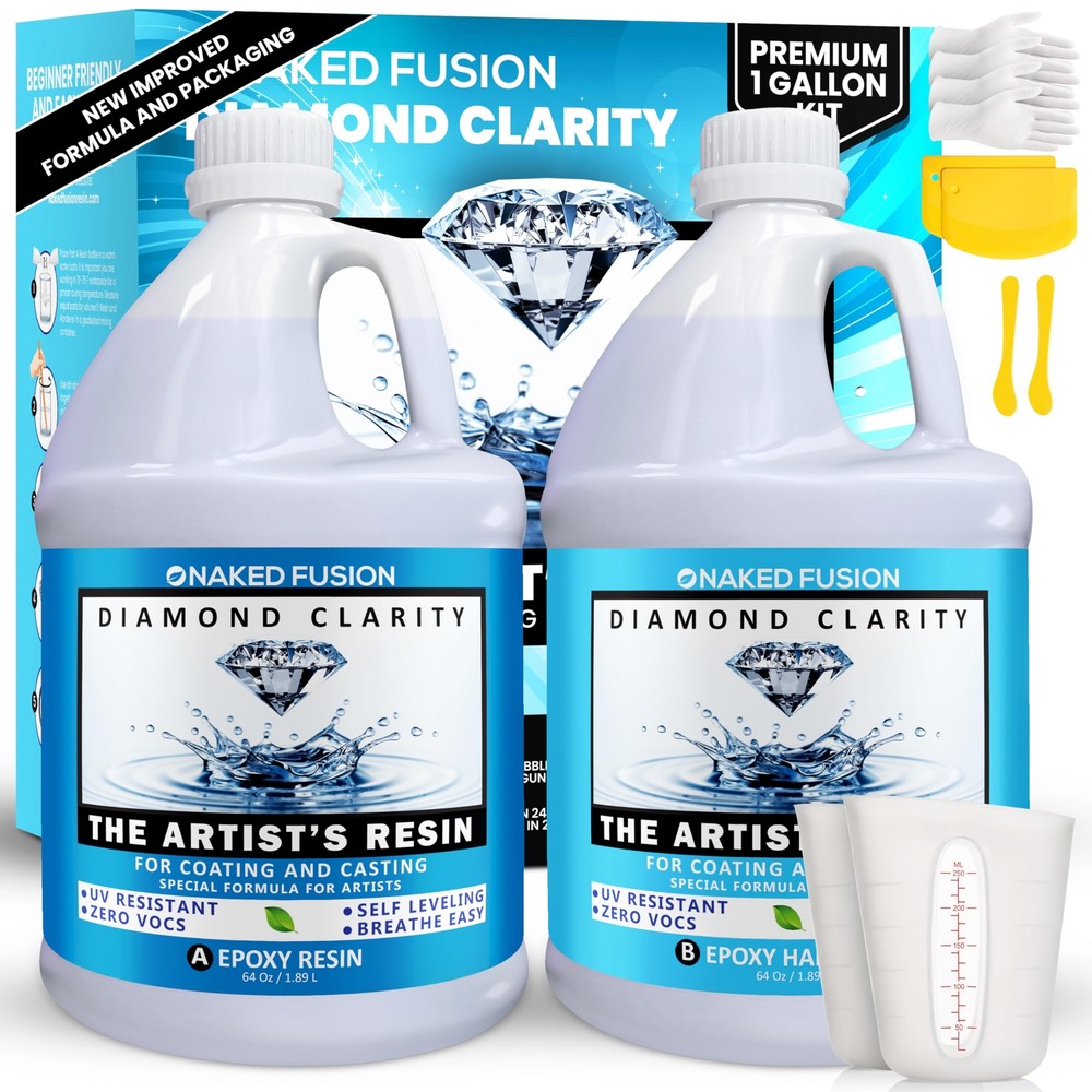Crystal Clear Epoxy Resin Art Formula 1 Gallon Kit - Non-Toxic for Casting