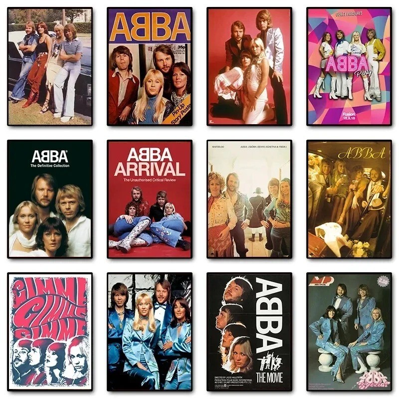 ABBA Band 50s Classic Singer Poster - Canvas Wall Art Picture for Home Bedroom