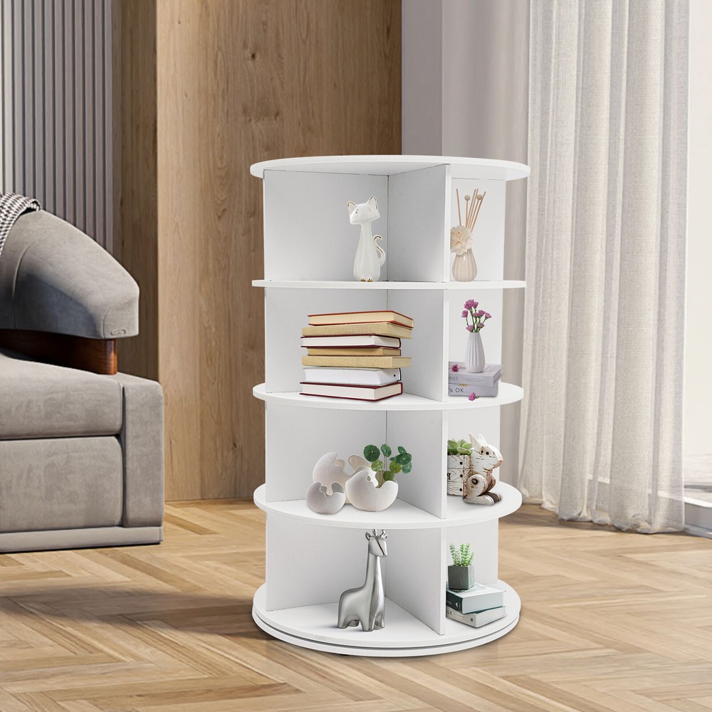 4 Tier White Rotating Free Standing Shoe Rack Organizer US