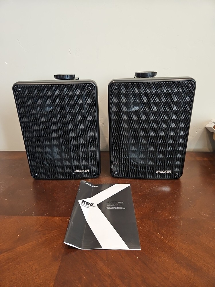 KICKER KB6B 2-Way Full Range Indoor Outdoor Speakers (Pair) Weatherproof Speaker