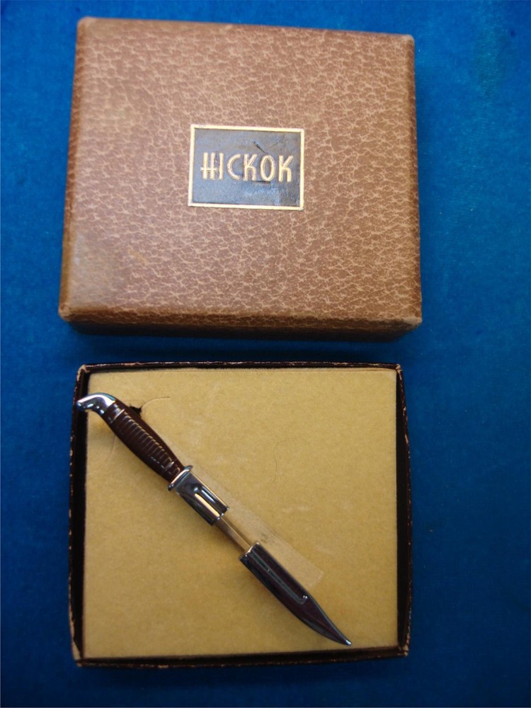 Vintage Hickok Silver Tone Metal Bowie Knife Tie Bar OB #57