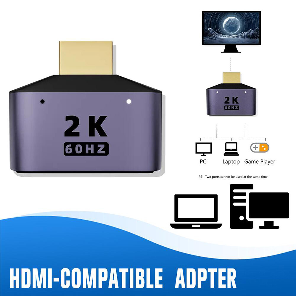 1 In 2 Out 1080P HD HDMI Splitter Male to Female Cable Adapter Converter HDTV C