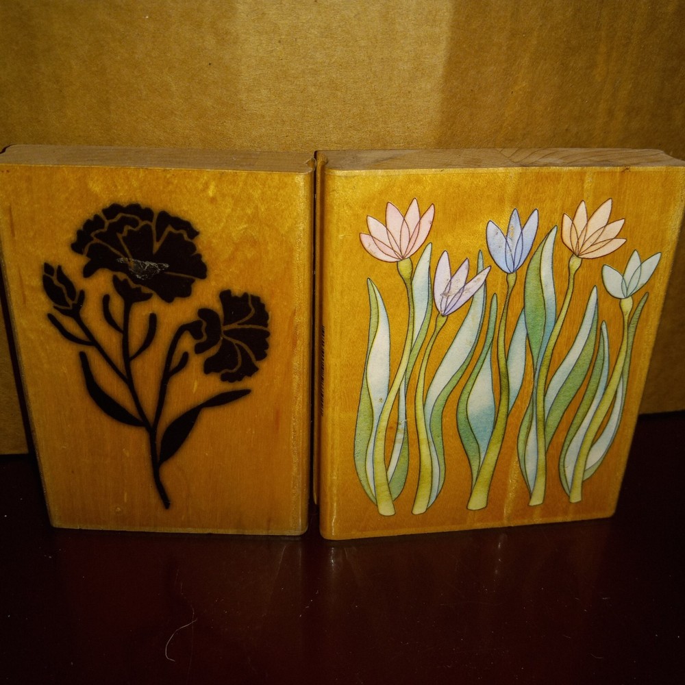 Flowers Assorted Rubber Stamp Lot Of 2