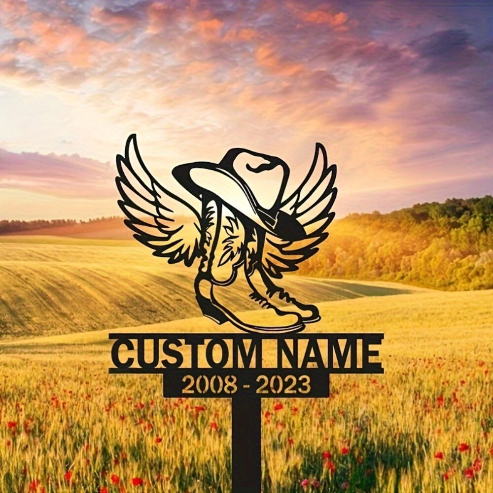 Personalized Art Deco Metal Garden Stake for Weddings and Nature Lovers