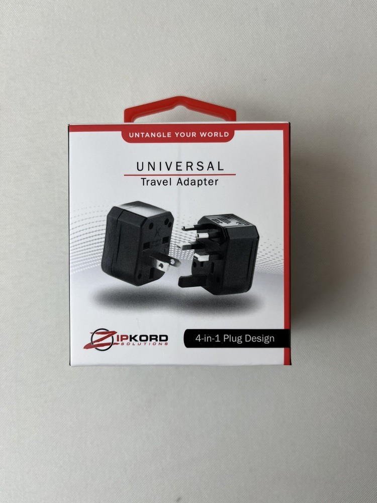 ZipKord Universal International Compact 4-in-1 Travel Plug Power Adapter