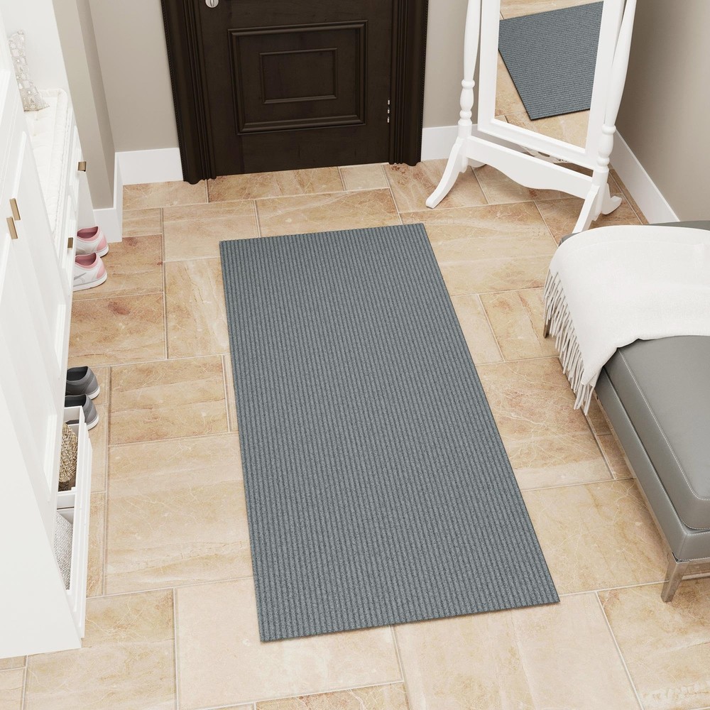 Solid Design Non-Slip Rubberback 2x5 Indoor/Outdoor Runner Rug for Hallway, K...