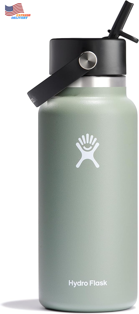 Hydro Flask 32oz Wide Mouth Water Bottle with Flex Straw Cap in Agave