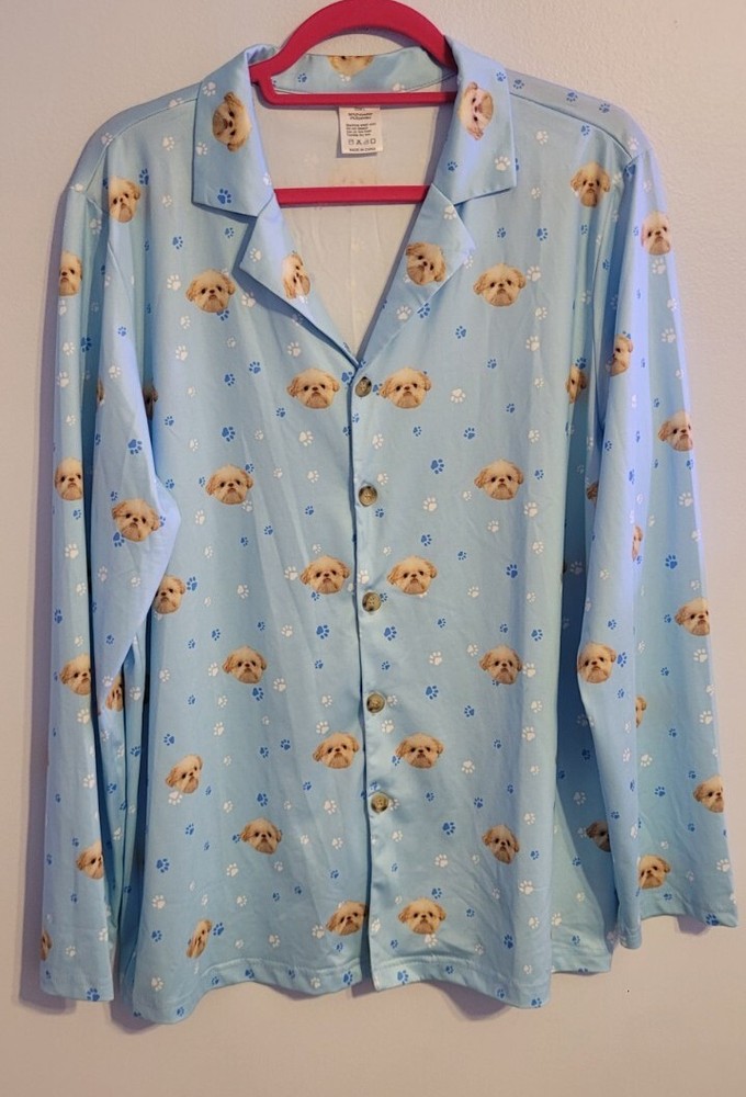 Women’s Large Cute Dog Faces Soft Pj Top