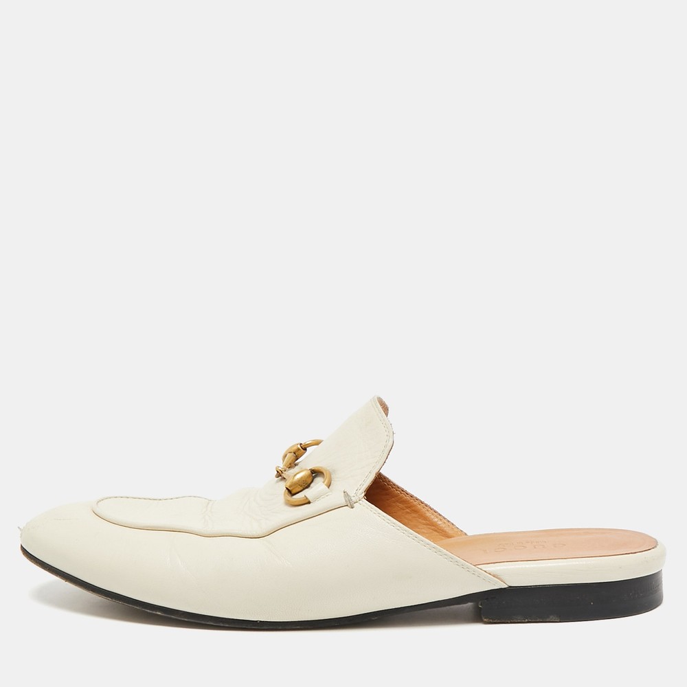 Gucci Princetown Cream Leather Mules Size 36