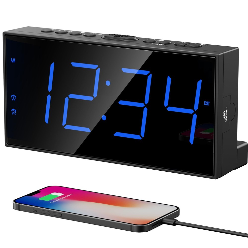 Digital Dual Alarm Clock with Large Display & Battery Backup for Bedroom