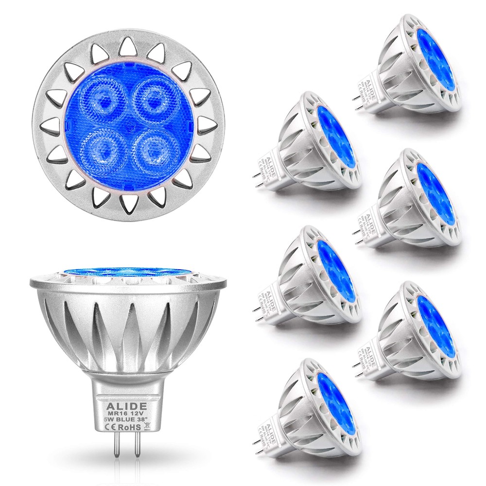 ALIDE MR16 GU5.3 Blue Led Bulbs 5W,20W 35W 50W Halogen Equiv,Low Voltage 12V ...