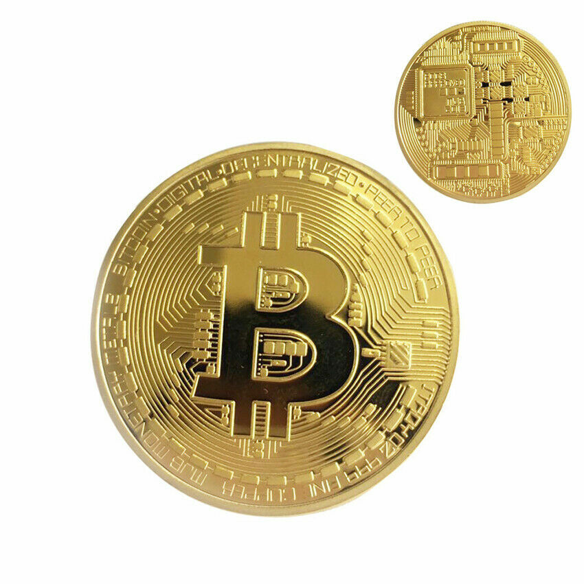 Bitcoin Commemorative Coin Gold Plated Collection BTC Cryptocurrency USA SELLER-image