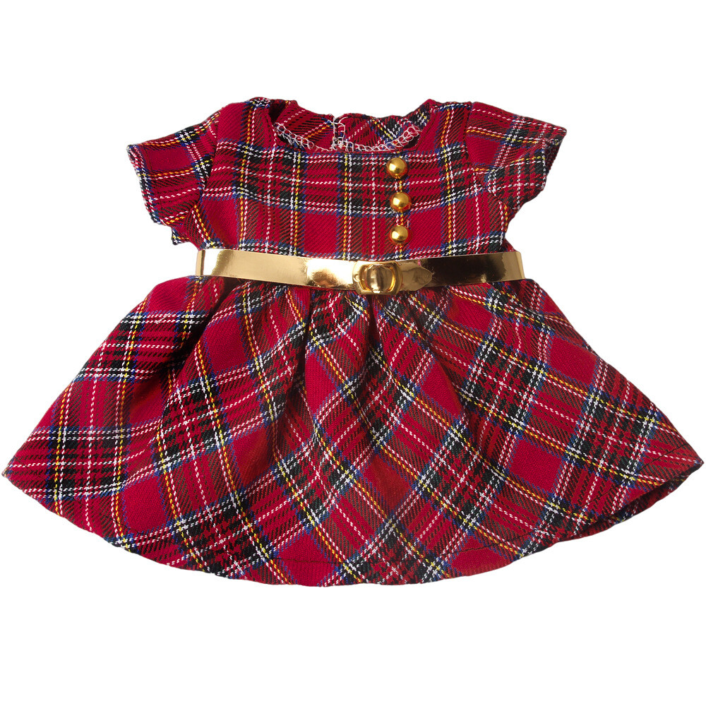 Checkered dress & belt made for 18'' doll American girl outfit party clothes