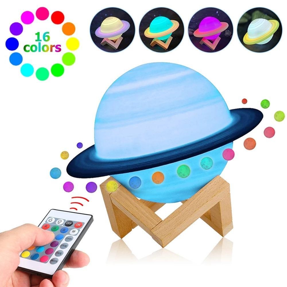Modern Multicolor LED Saturn Table Lamp with USB Touch Control