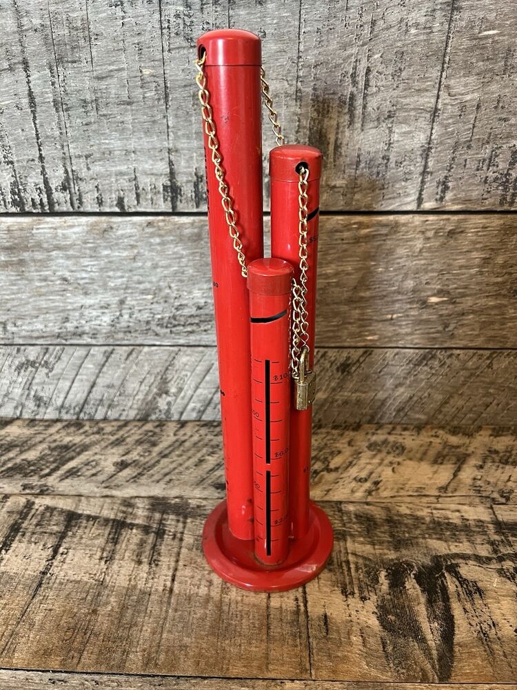 Metal 3 Tower Coin Sorter Triple Tub Bank Quarter Dime Niclel Red