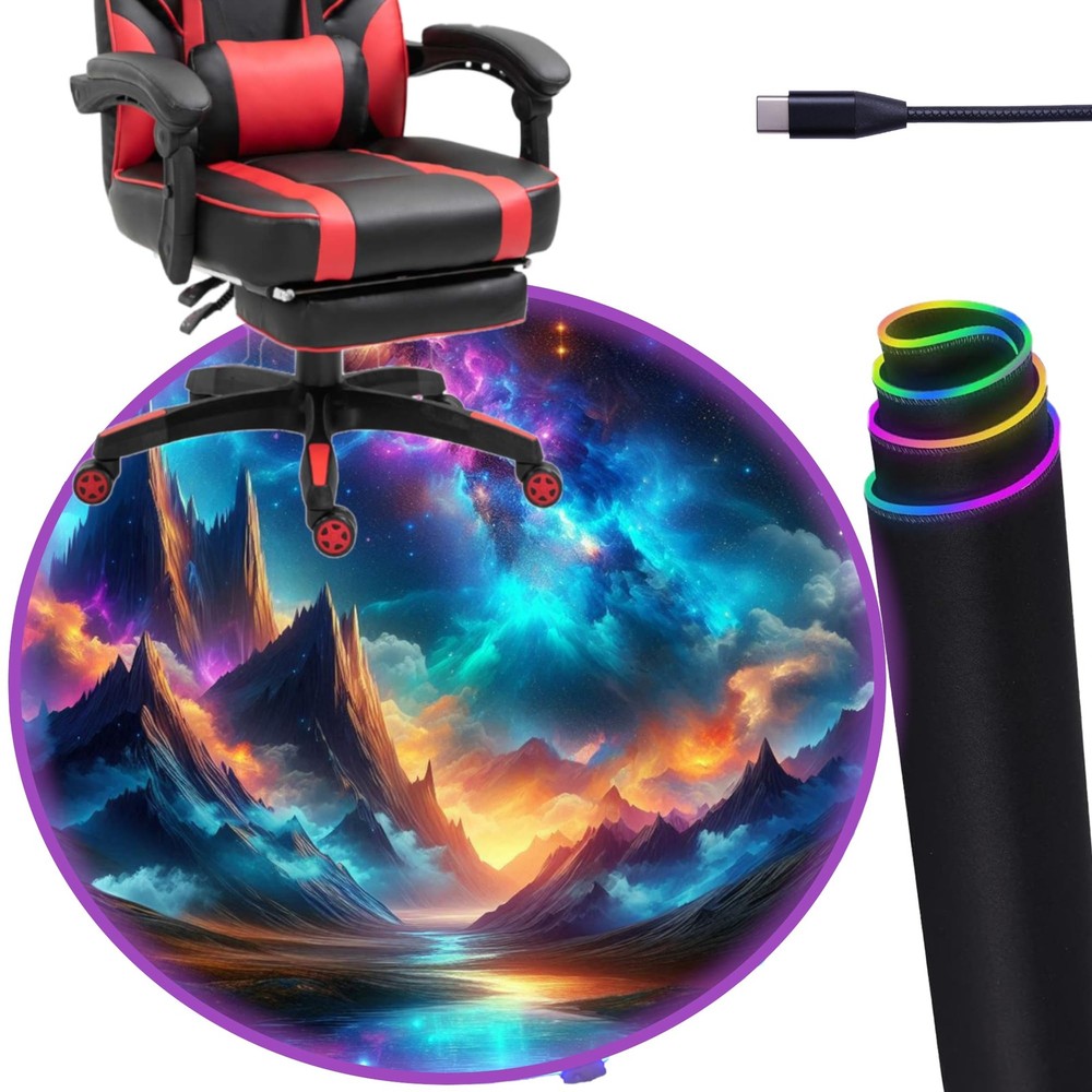 LED RGB Gaming Chair Mat with Noise Cancelling - 47