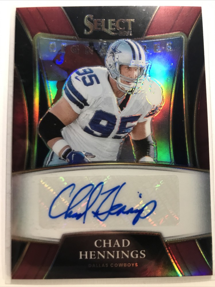 Chad Hennings 2021 Select SIGNATURES AUTO RED HOLO PRIZM DALLAS COWBOYS /75