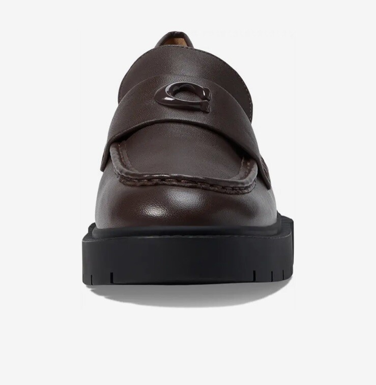 COACH Maple Brown Leah Patent Leather Platform Loafer Size 6B