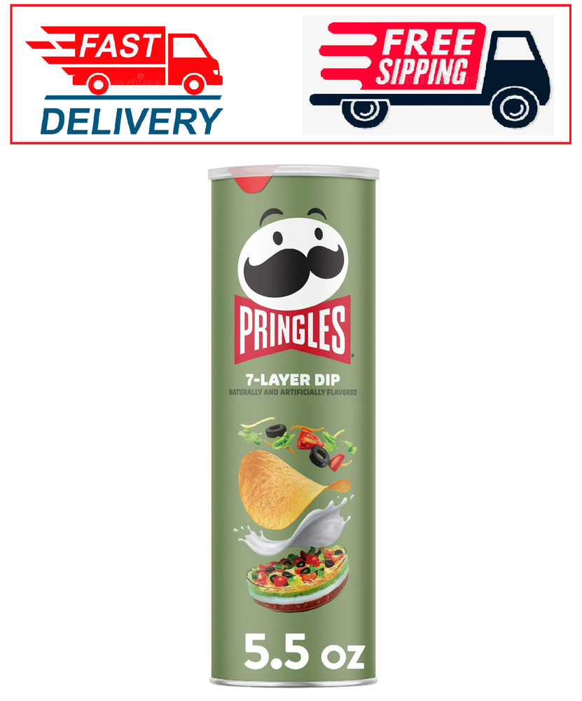 Pringles 7-Layer Dip Flavored Potato Crisps 5.5 oz Canister Snack