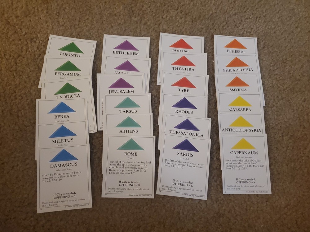 BibleOpoly replacement parts Pieces Property Cards Late For The Sky Games