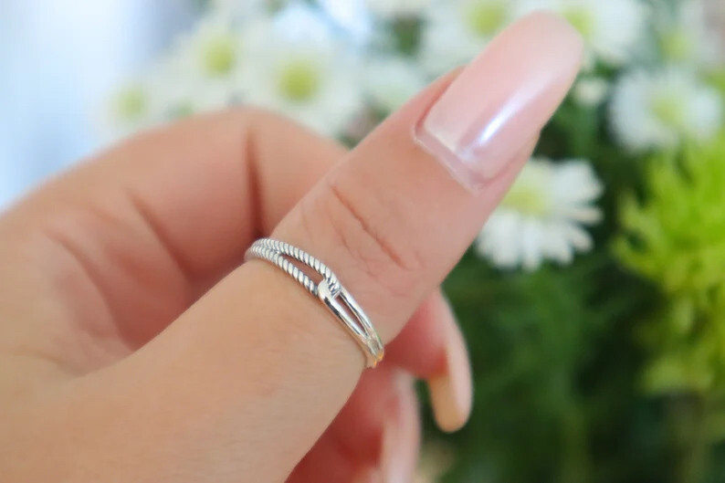 Solid 925 Sterling Silver Minimalist stacking Delicate Tiny Ring For Women