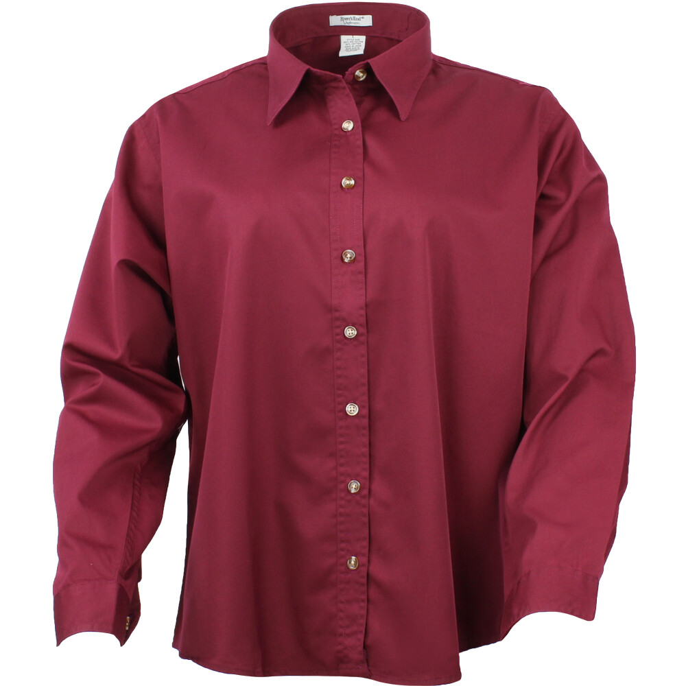 River's End Ezcare Woven Long Sleeve Button Up Shirt Womens Red Casual Tops 635-