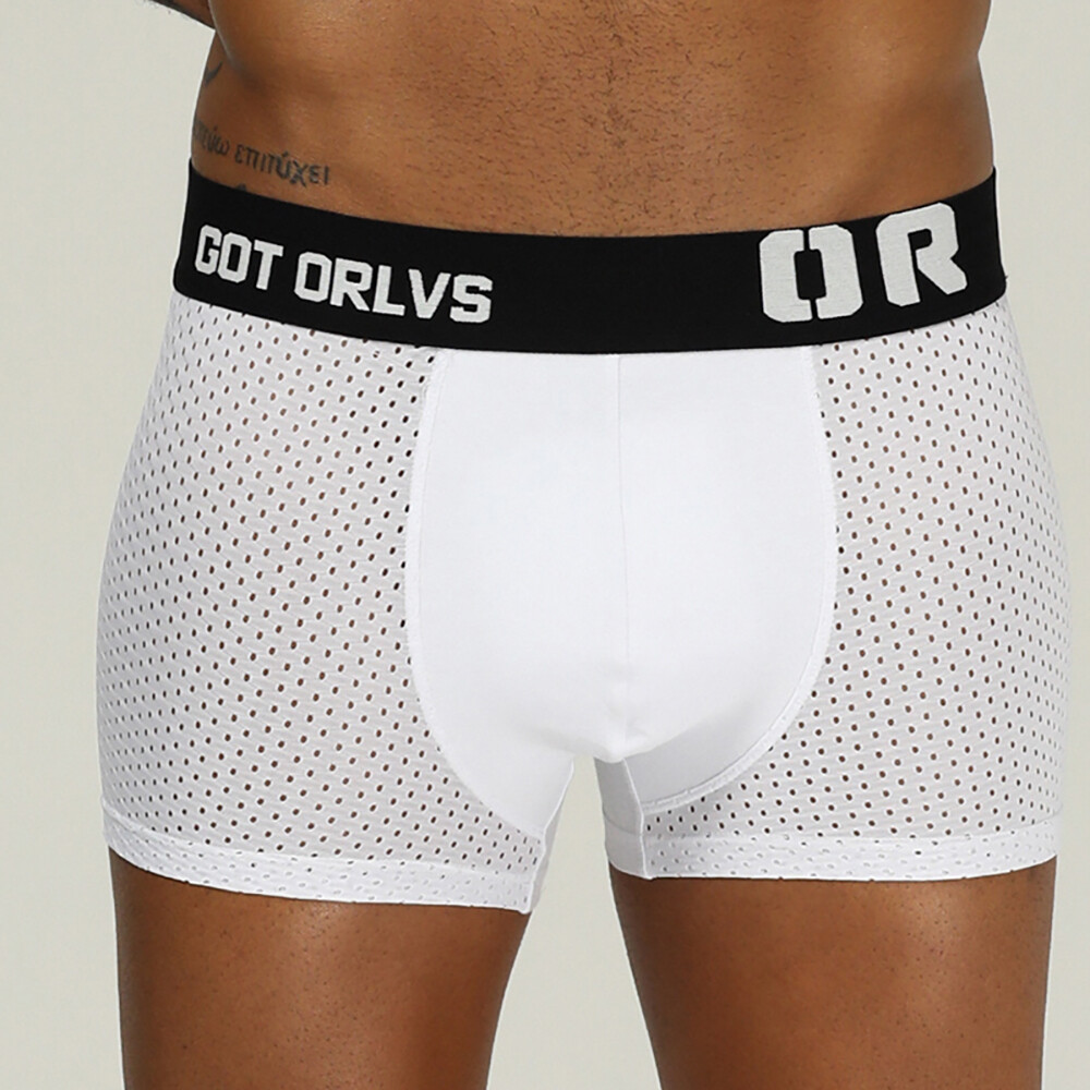 Men's Underwear Boxer Shorts Stretch Printed Trunks Lingerie Mesh Underpants XXL