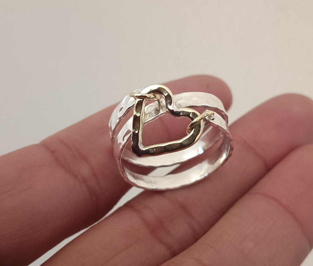 Solid 925 Sterling Silver Heart Style Ring Handmade Women Ring All Size SR642