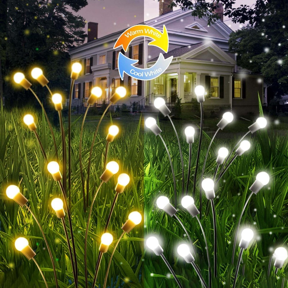 OZS 6Pack 48LED Solar Garden Lights Warm to Cool White RGB Color Changing